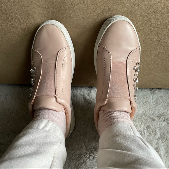 Express gemstone platform shoes sneakers fashion blush pink sz 7.5 cute women's - Picture 3 of 15